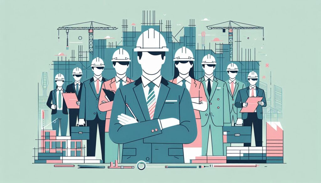 Equipe de obra colaborando para um gerenciamento de obras eficientes